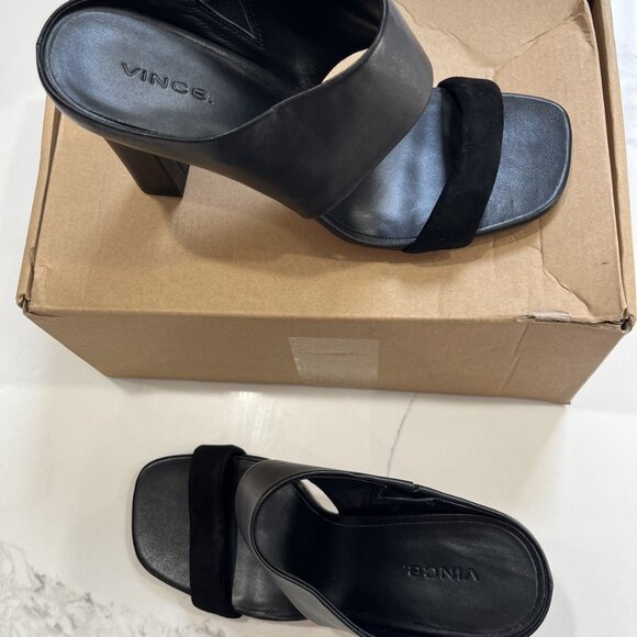 Vince Quinn Leather Heel Sandal In Black - Picture 5 of 12